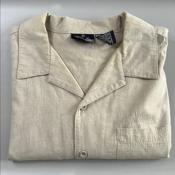 OP Other - OP Casual Hawaiian Style Button Down Khaki Palm Tree Size Large